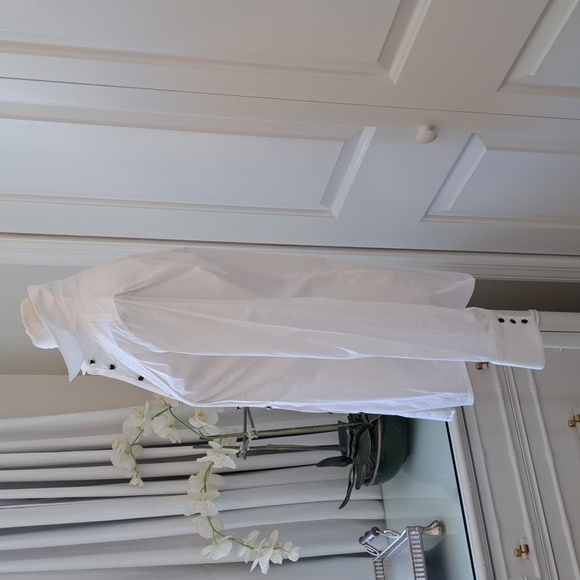 NWOT Banana Republic Womens White Tuxedo Long Sleeve Button Down Shirt S-6 - Picture 4 of 9